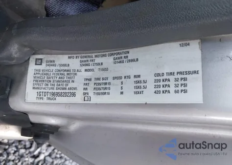 2005 GMC Canyon Sle z USA, uszkodzony, nr VIN 1GTDT196958202396